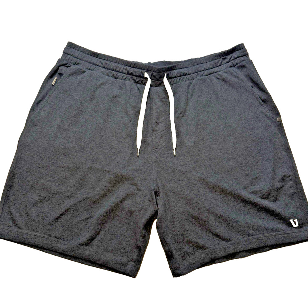 Vuori Mens Ponto Performance Shorts Heathered Grey Athletic Gym Casual Knit